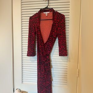 DVF wrap dress with lip print